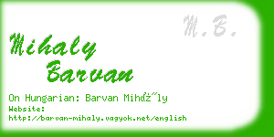 mihaly barvan business card